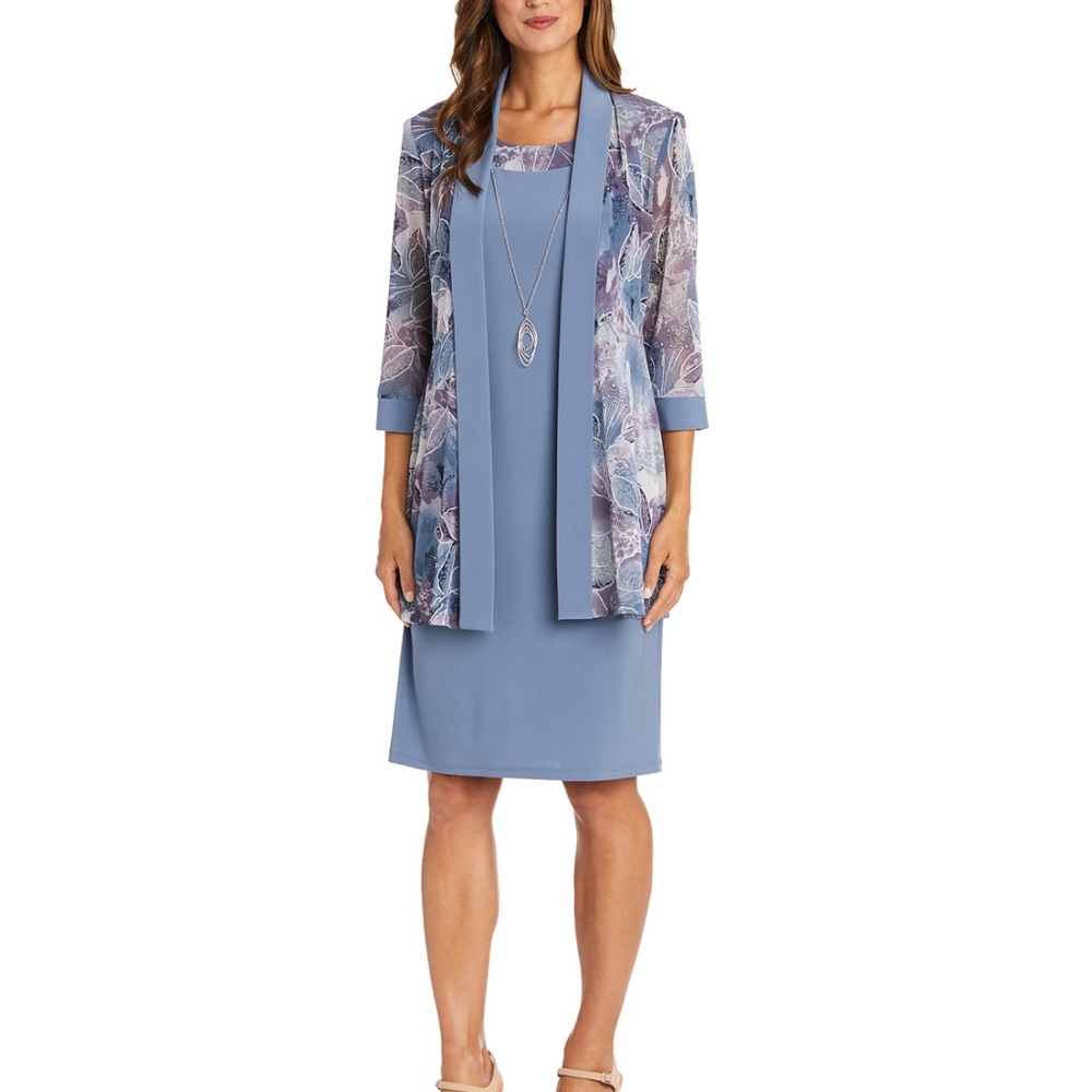 Petite dress with printed jacket